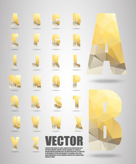 Premium Polygon alphabet font style font with shadow, Low Poly 