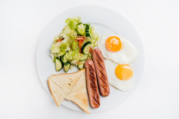 breakfast on the white plate