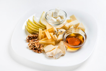 cheese plate on the white