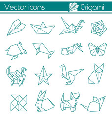 the animal origami, paper folding, Vector icons. - obrazy, fototapety, plakaty