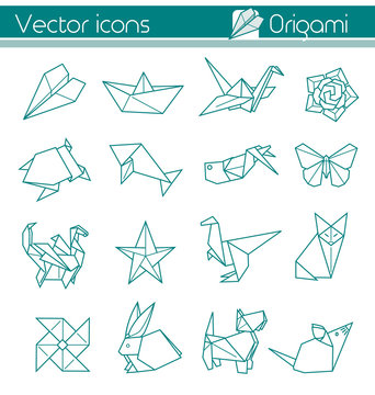 The Animal Origami, Paper Folding, Vector Icons.