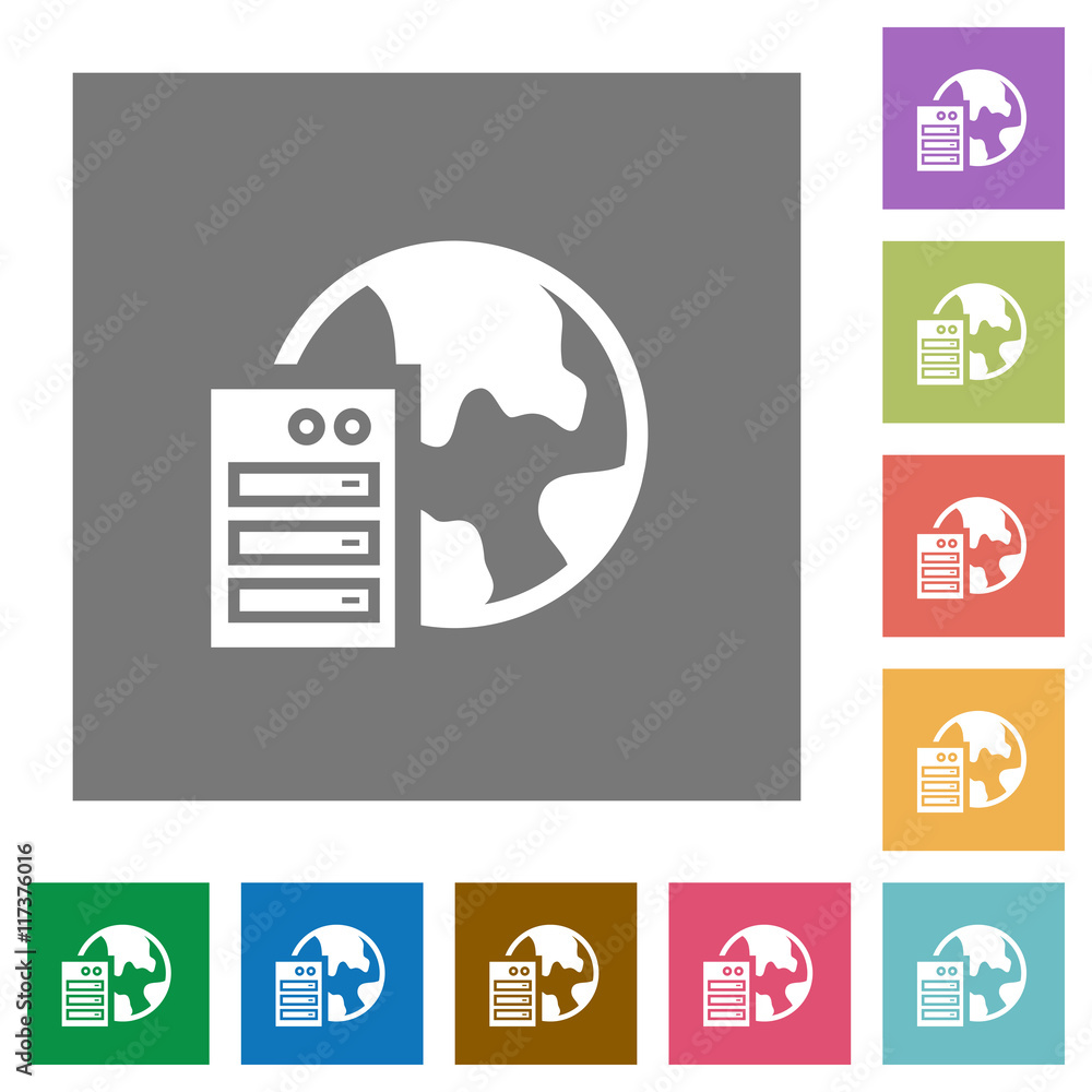 Poster web hosting square flat icons