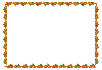 Horizontal frame with color decorative leaves. Vector clip art.