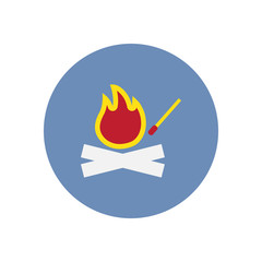 stylish icon in circle fire and match
