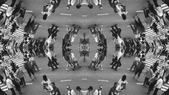 abstract pattern scramble pedestrian crossing tokyo