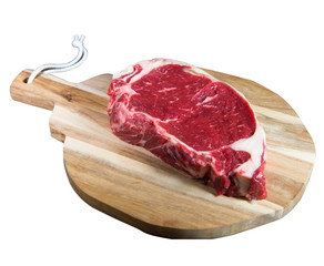 Entrecote steak of beef on a wooden board