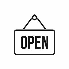 Sign open icon in simple style isolated on white background. Signboard symbol