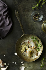 Two Shrimp in a Pan with Spices