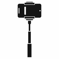 Mobile phone on a selfie stick icon in simple style isolated on white background. Device symbol