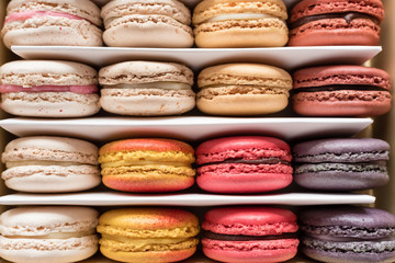assorted macaron in a paper box