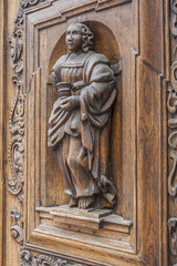 A bas-relief sculpture on a medieval door in Tallinn