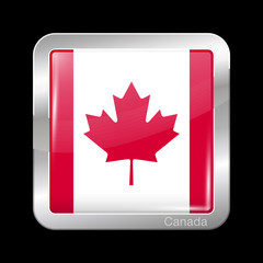 Flag of Canada. Metal Icon Square Shape