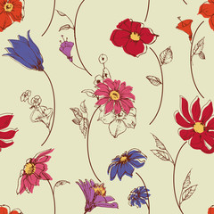Scattered flowers seamless pattern