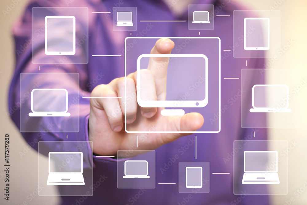 Poster business button virtual media connection communication computer