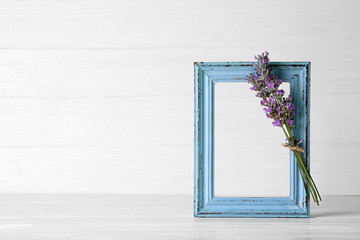 Lavender with frame on light background