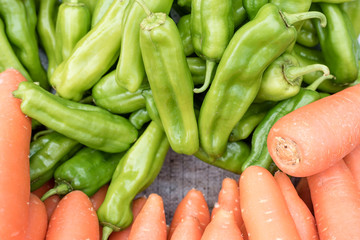 green pepper and orange carrot