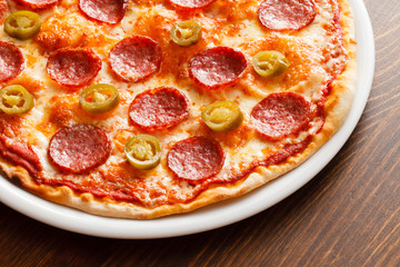 pizza on wood background