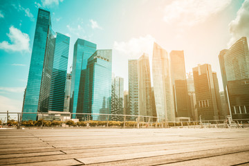 Fototapeta na wymiar Singapore city skyline of business district downtown in daytime.