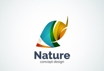 Fototapeta na wymiar Abstract business company leaf logo template, green concept