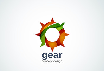 Fototapeta na wymiar Gear logo template, hi-tech digital technology working and engineering concept