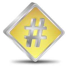 Hashtag Button - 3D illustration