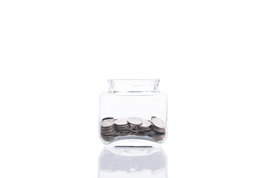 saving money concept, growing money on piggy bank.  isolated on white background.