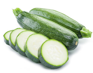 Zucchini on a white background.