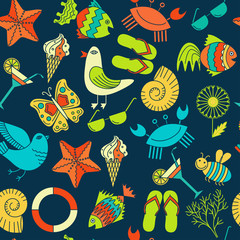 Vector seamless patterns for the summer theme