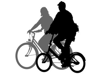 Fototapeta na wymiar Sport couples whit bike on white background