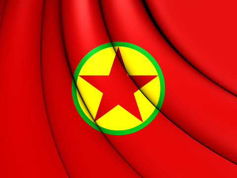Flag of Kurdistan Workers' Party. 3D Illustration.