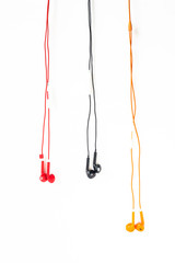 color earphone on white background.
