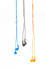 color earphone on white background.