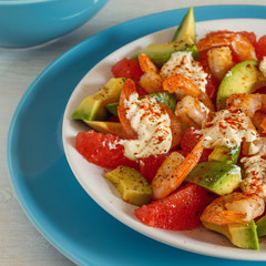 Salad - a mix of avocado, shrimp and grapefruit.