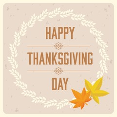 Obraz premium Happy thanksgiving day typographic logotype with divider, maple and wreath, Flat design style for Thanksgiving Day