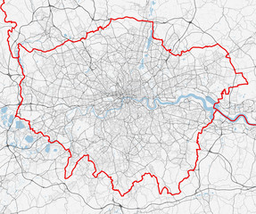 Map of London city. Roads - 117384247