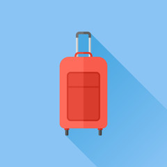 Luggage case flat icon with long shadow. Travel bag vector illustration.