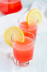 Two glasses of pink lemonade