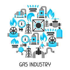 Natural gas production, injection and storage. Industrial background design