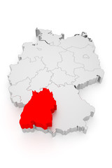 Baden-Württemberg, Deutschland Bundesländer 3D