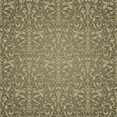 Seamless background of green color in the style of Damascus