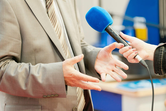 Journalist interviewing VIP person, politician or businessman