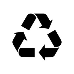 Recycling icon. Symbol for recyclable products or those made of recycled materials. Classical triangle shape. Vector Illustration