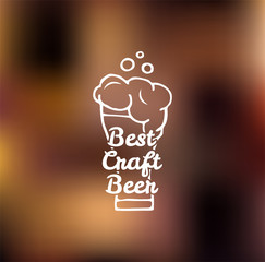 Best craft beer label with beer glasses. Vector illustration.