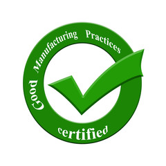 GMP(good manufacturing practices) certified icon or symbol image concept design for business and use in company system.