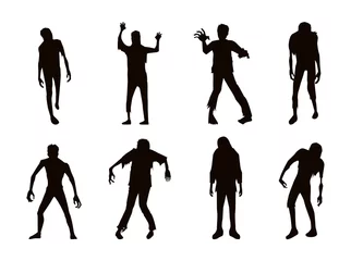Fotobehang Vector zombie collection in silhouette style. Many action. © logo3in1
