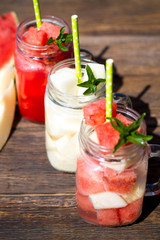 Cocktail with watermelon and melon 