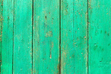 Fototapeta na wymiar background peels boards covered with green paint