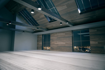 Obraz premium Interior with night city view