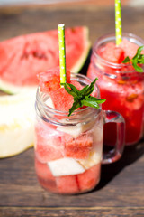 Cocktail with watermelon and melon 