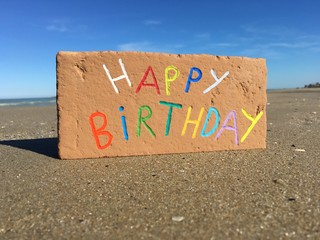 Happy Birthday on a brick